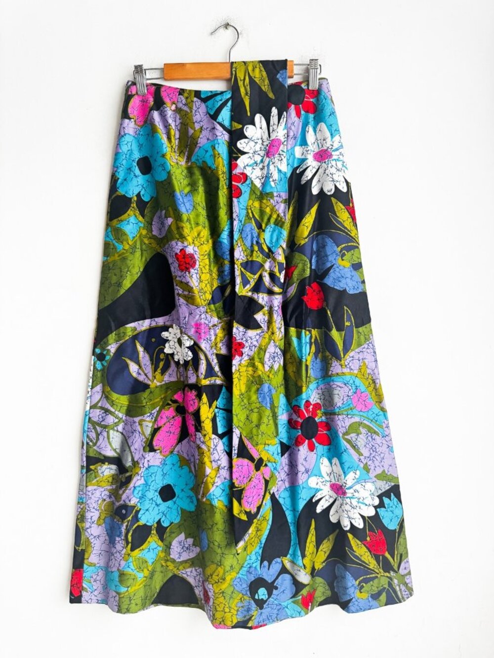 Vintage Colourful Abstract print A line Maxi Skirt with Matching Tie S